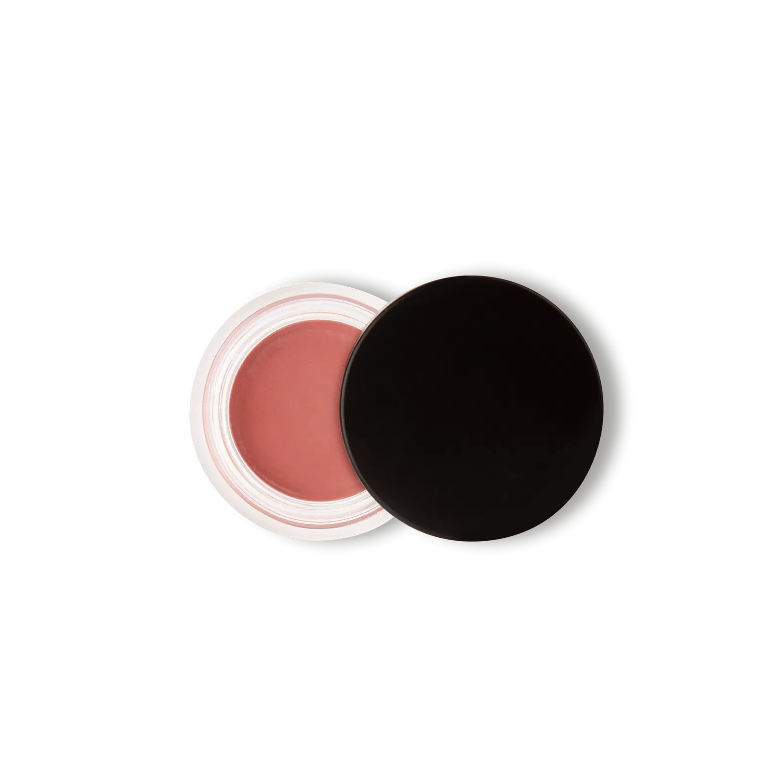 ANNEMARIE BÖRLIND Cream Blush in hellem Rosé, geöffnet mit schwarzem Schraubdeckel auf schwarzem Hintergrund